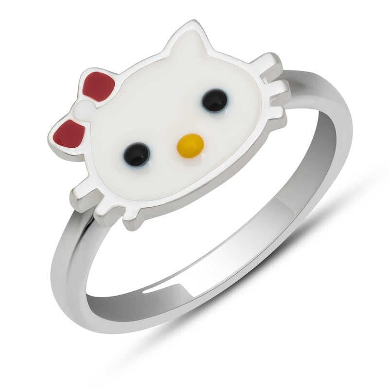 Anillo de niña gato de plata