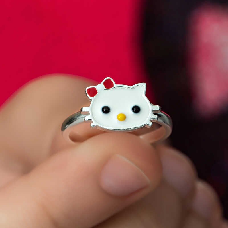 Anillo de niña gato de plata