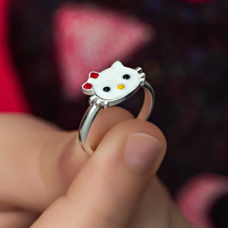 Anillo de niña gato de plata