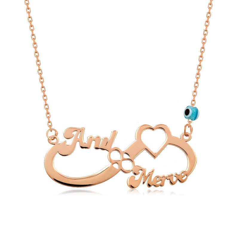Silver Rose Name Infinity Necklace