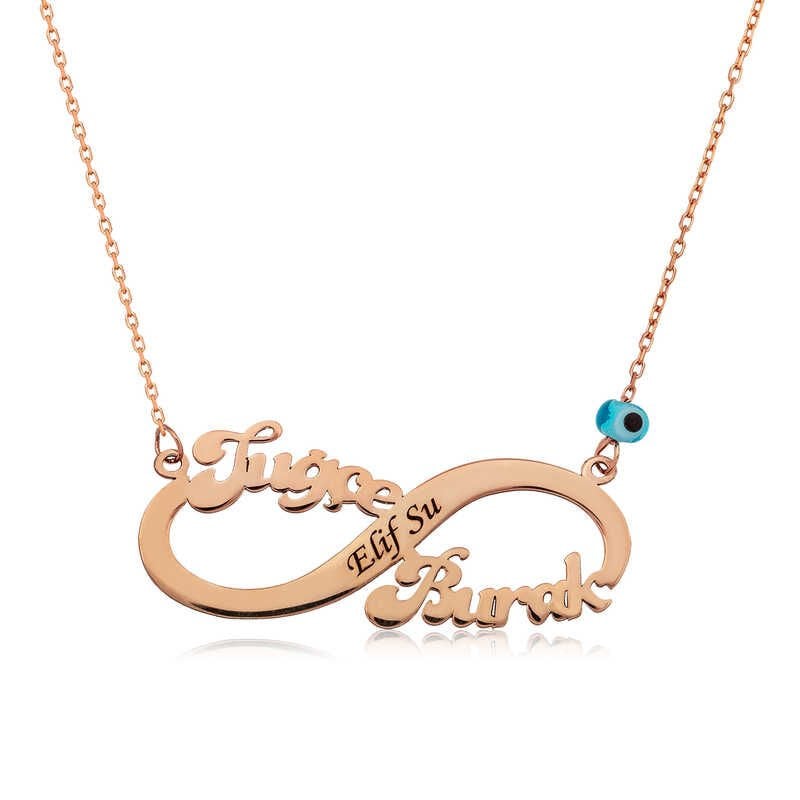 Silver Rose Name Infinity Necklace