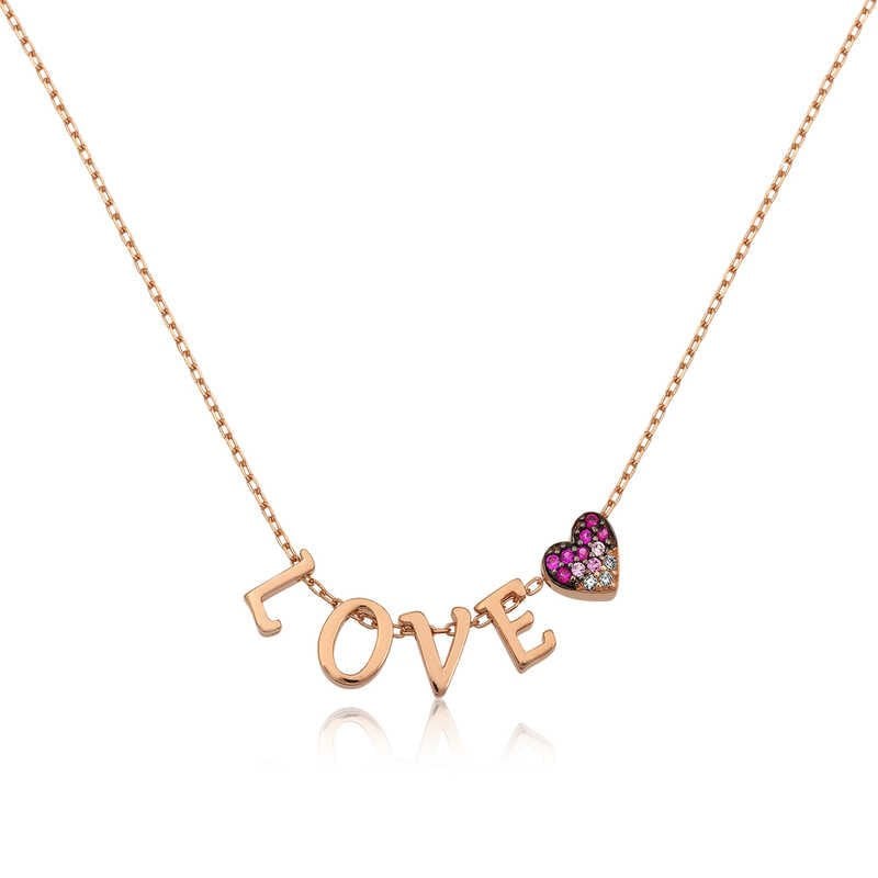 Silver Rose Heart Love Women's Necklace