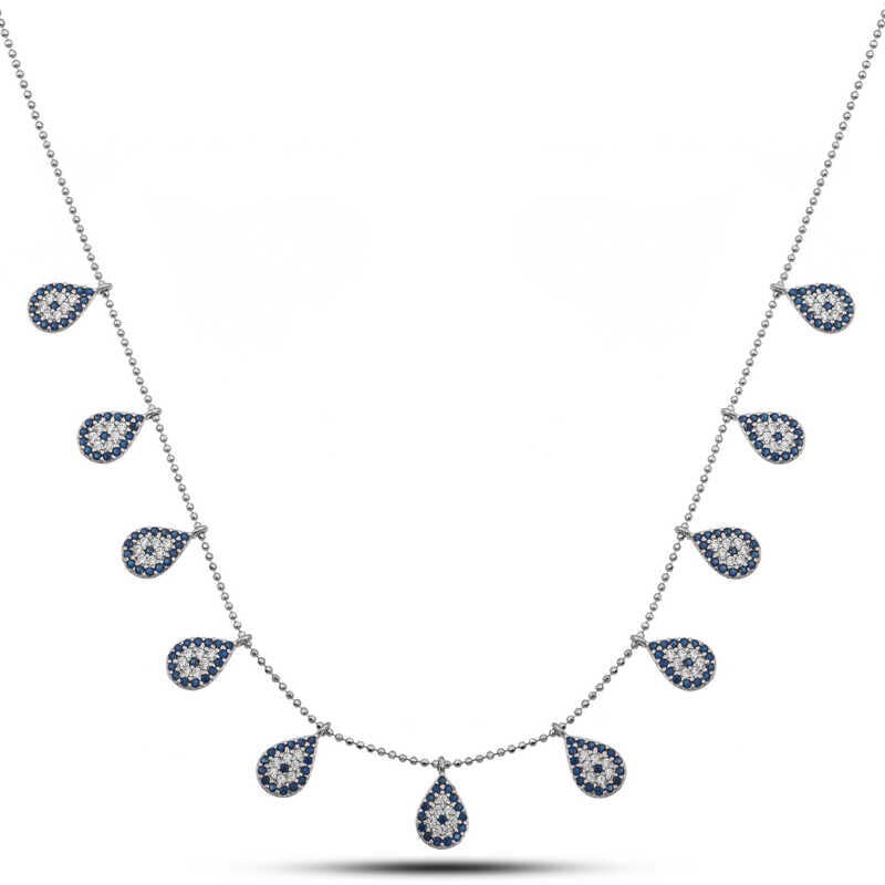 Gümüş Damla Nazarlı Şans Kadın Kolye