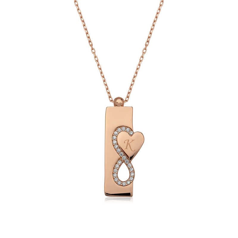 Collar infinito con corazón de rosa de plata
