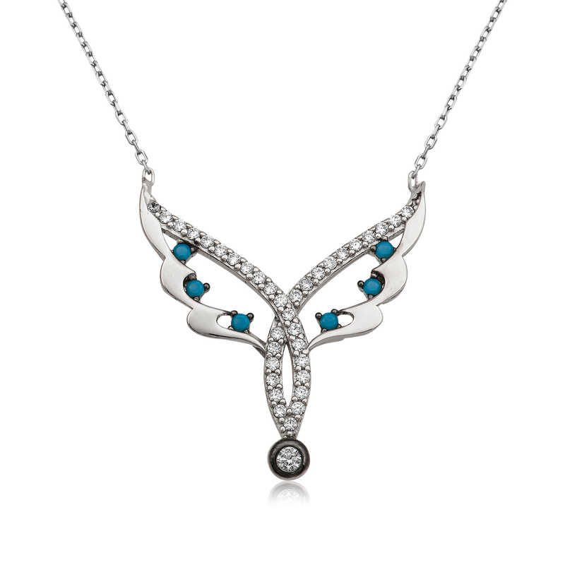 Collar de alas de hada de plata para mujer