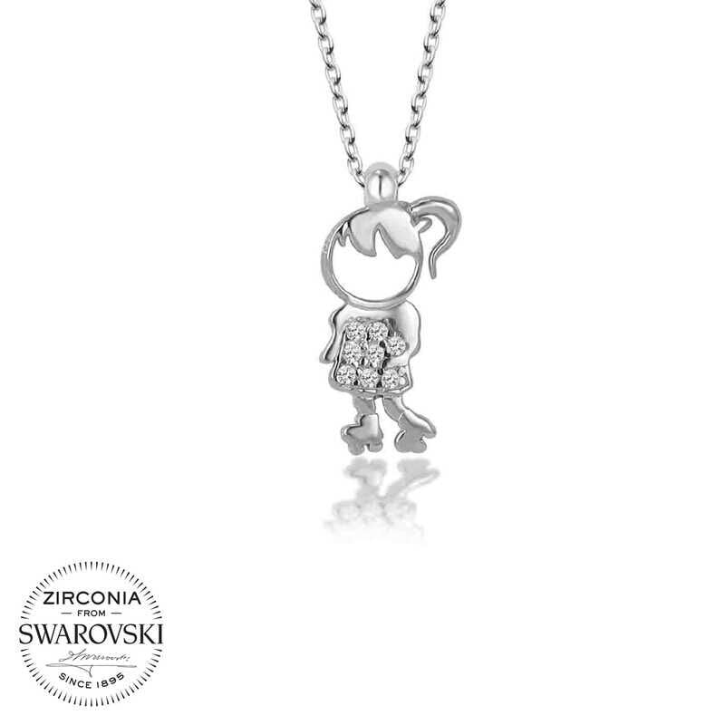Swarovski Taşlı Gümüş Çocuk Bayan Kolye