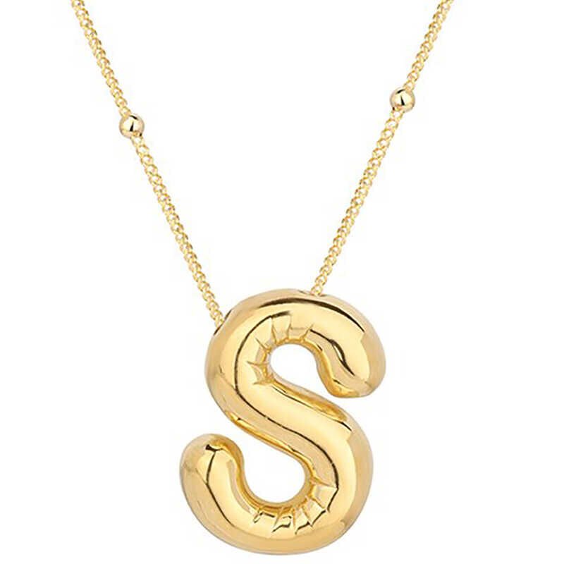 Silver Gold Balloon Letter S Women's Necklace