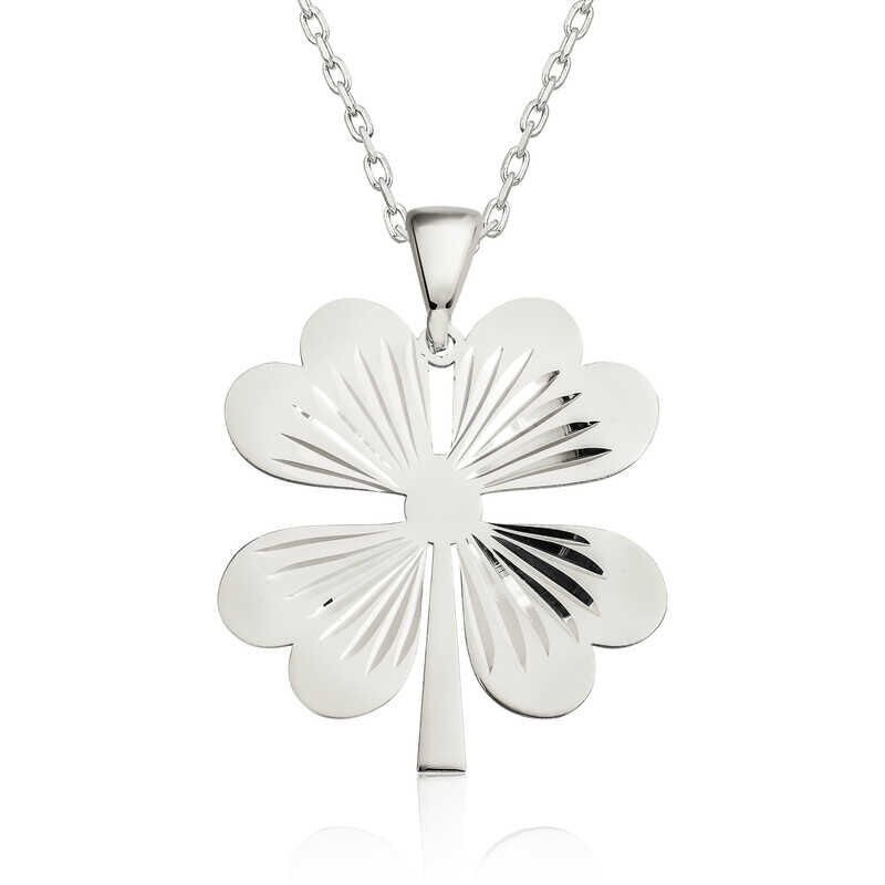 Collar de trébol de cuatro hojas de plata para mujer