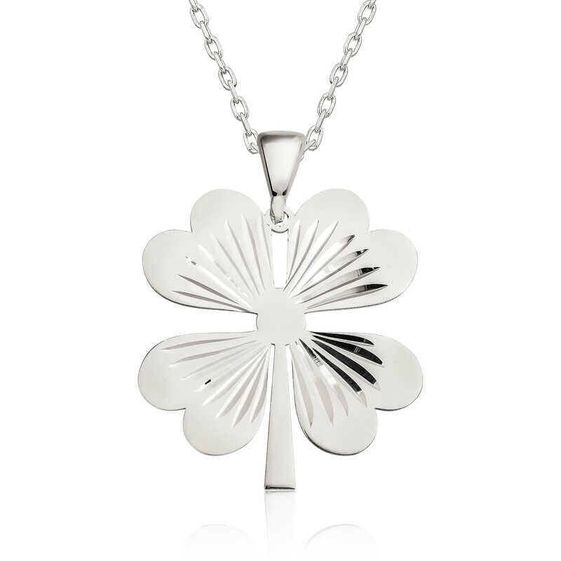 Collar de trébol de cuatro hojas de plata para mujer