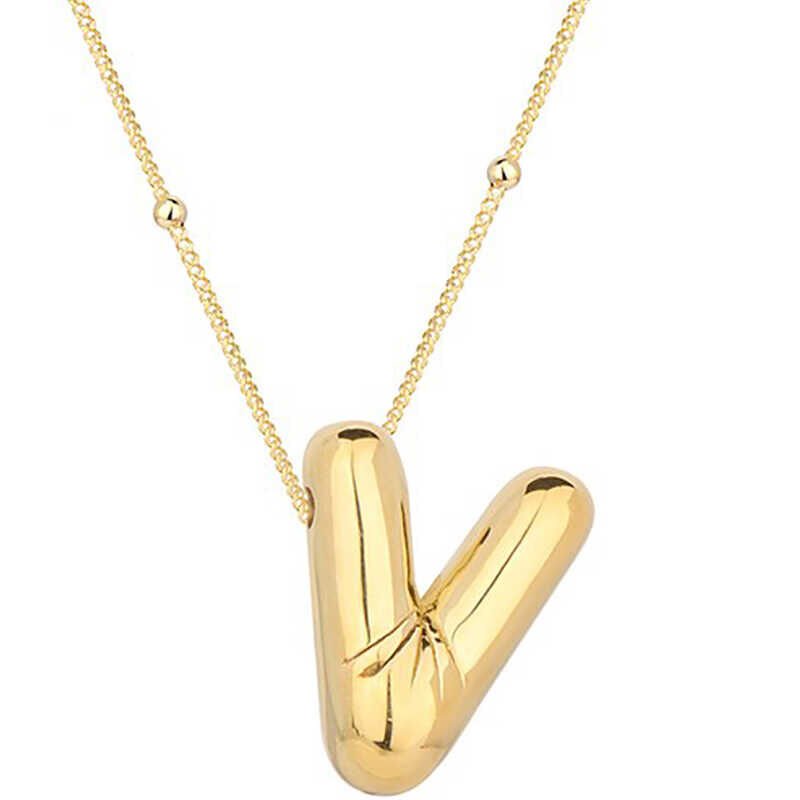 Silver Gold Balloon Letter V Women's Necklace
