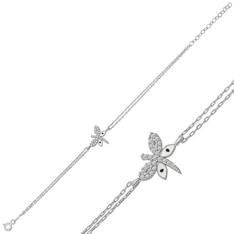Pulsera de mujer con libélula de plata