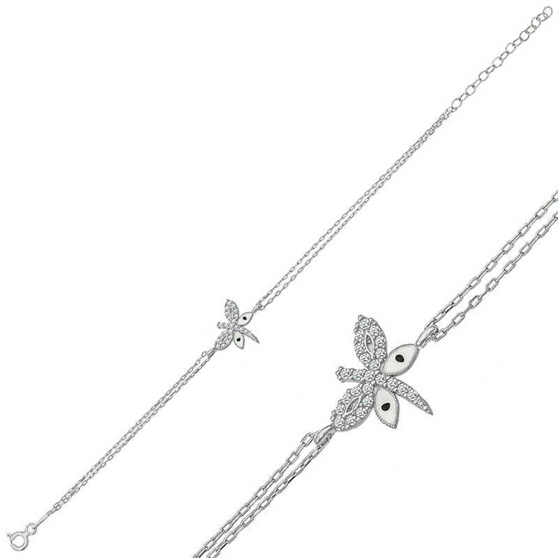 Pulsera de mujer con libélula de plata