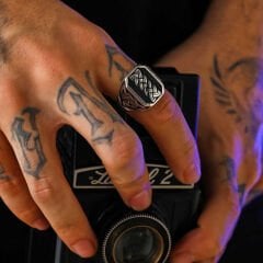 Silver Patterned Men's Ring