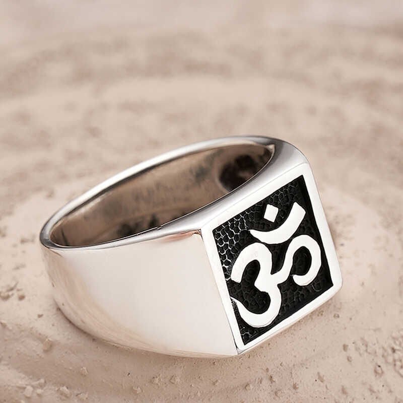 Silver Om Symbol Men's Ring