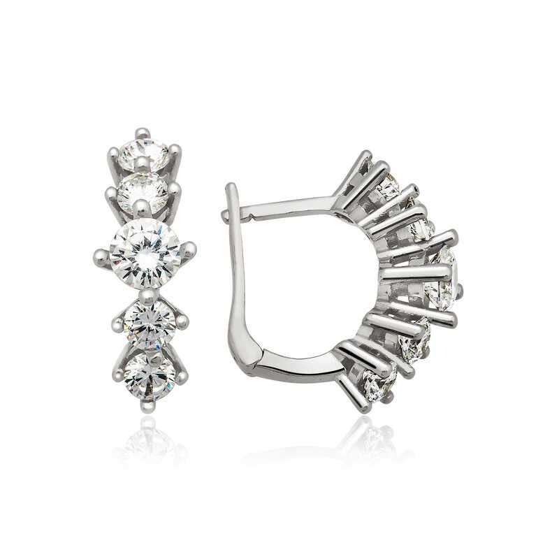 Silver 5 Stone Earrings