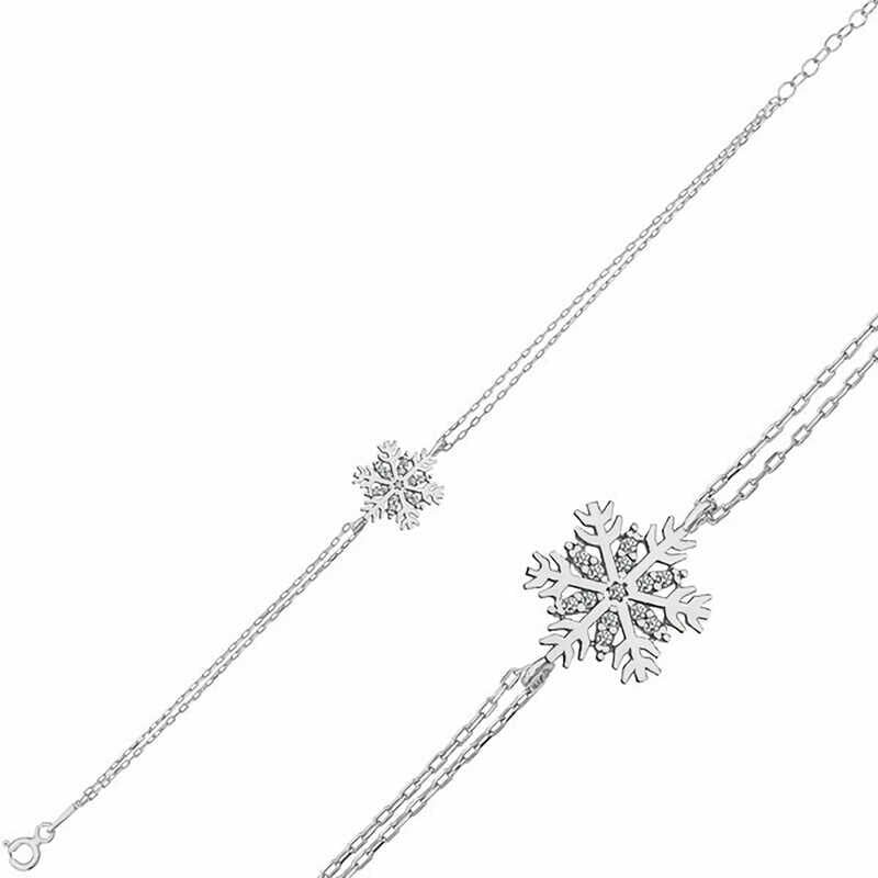 Silver Rhodium Snowflake Women's Bracelet