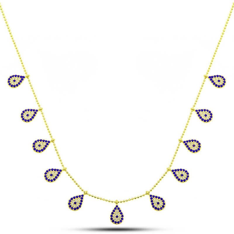 Silver Gold Drop Evil Eye Lucky Women's Necklace