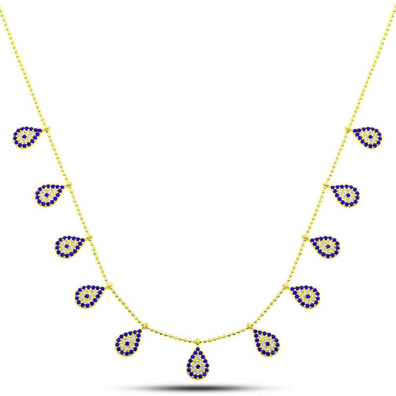 Silver Gold Drop Evil Eye Lucky Women's Necklace