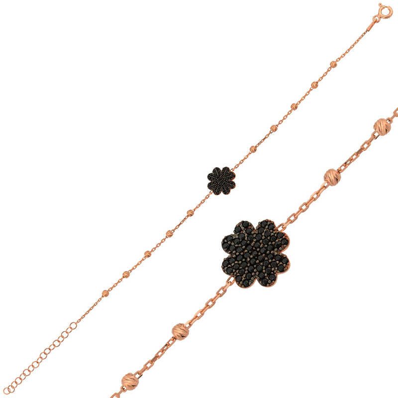 Silver Rose Heart Clover Women's Bracelet