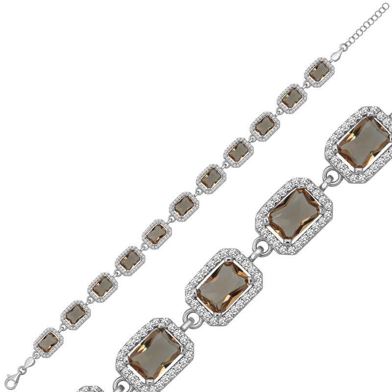 Pulsera de plata con piedra zultanita cuadrada para mujer