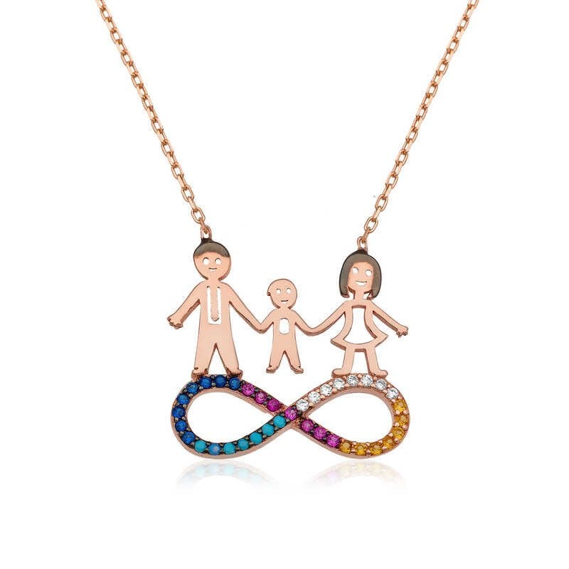 Collar familiar infinito de plata para mujer