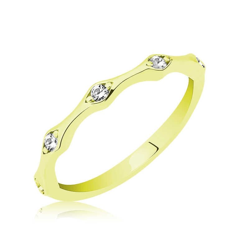 Silver Gold Five Stones Shuttle Women's Ring