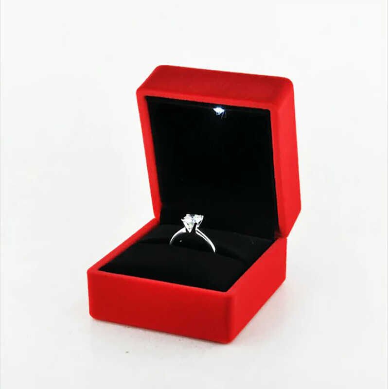 Illuminated Red Velvet Ring Box