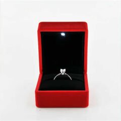 Illuminated Red Velvet Ring Box