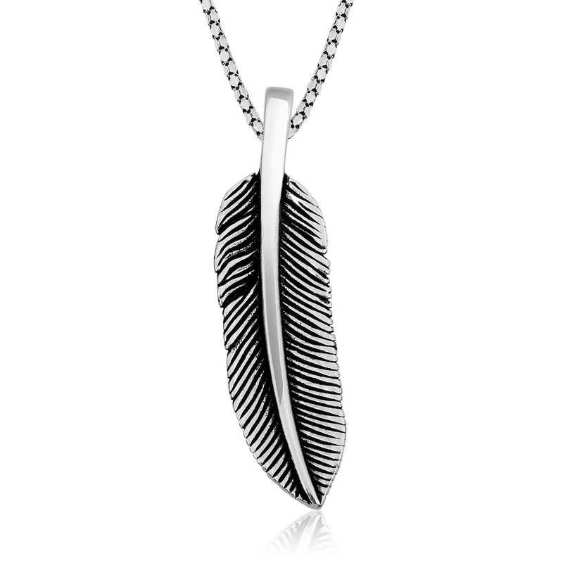 Silver Bird Feather Necklace