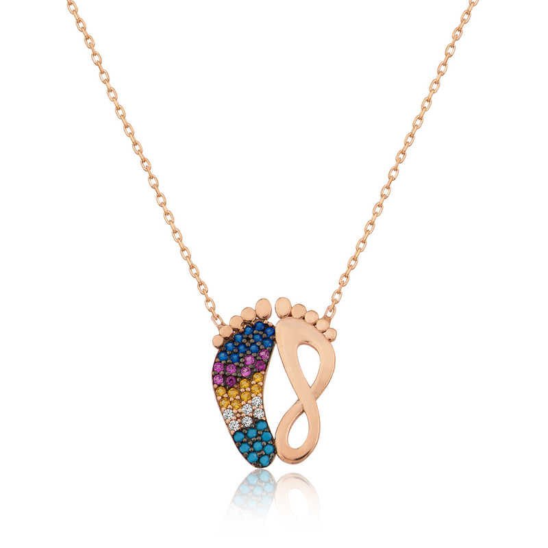 Collar de mujer con huella de rosa de plata