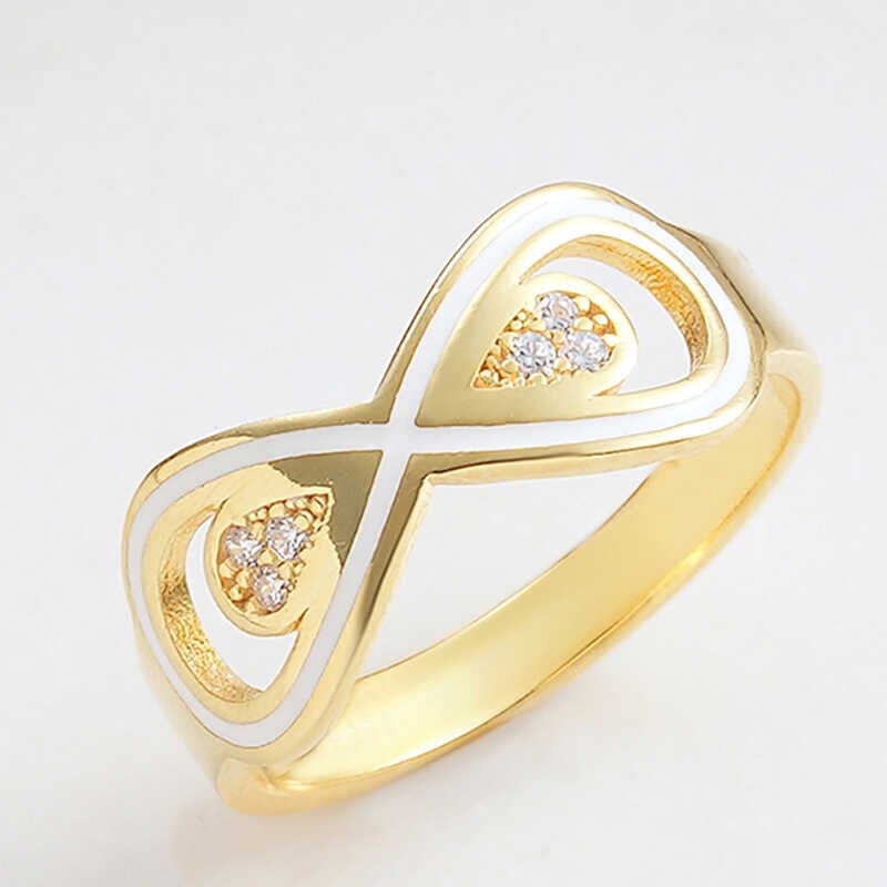 Silver Gold Zircon Stone Infinity Women's Ring