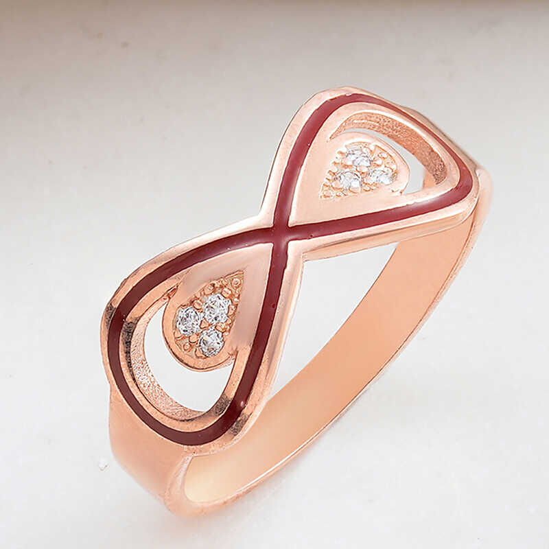 Silver Rose Zircon Stone Infinity Women's Ring