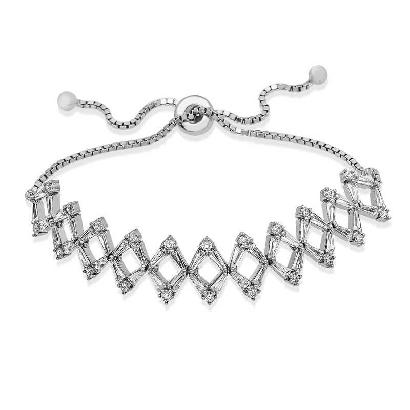 Silver Elevator Baguette Stone Women's Bracelet