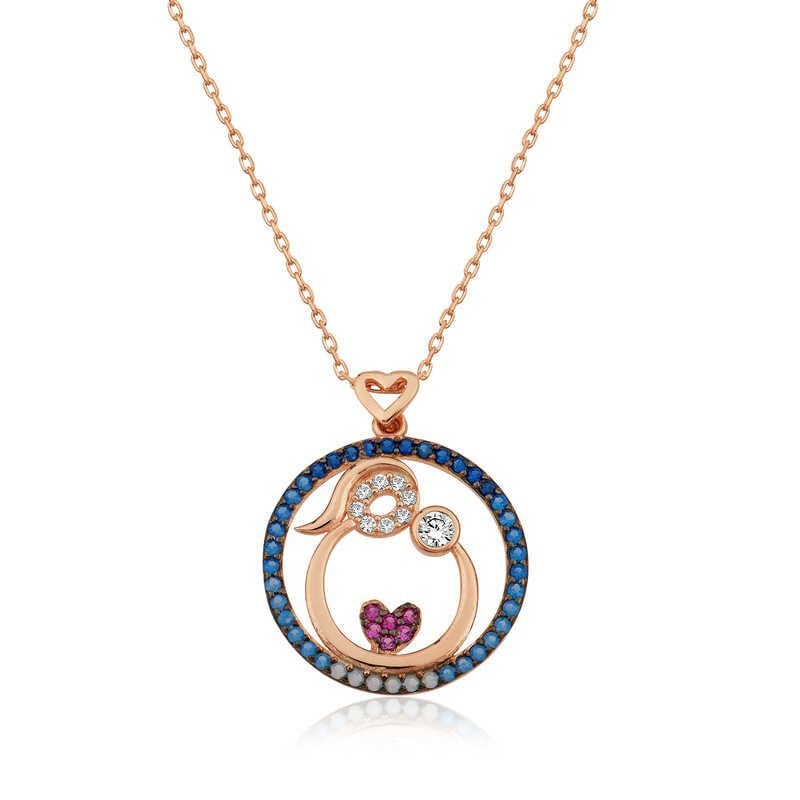 Silver Rose Mother and Baby Love Women's Necklace
