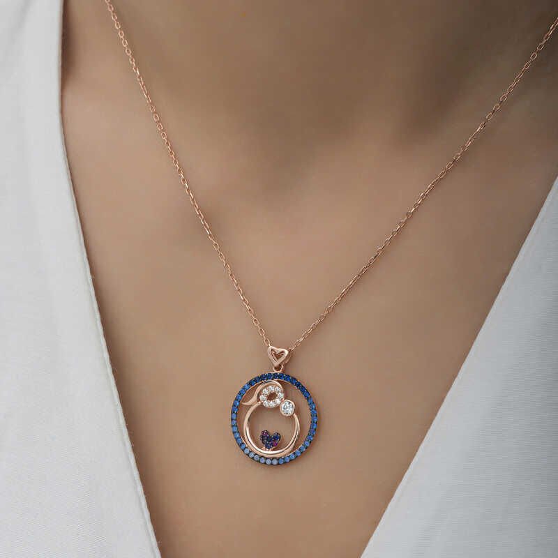 Silver Rose Mother and Baby Love Women's Necklace