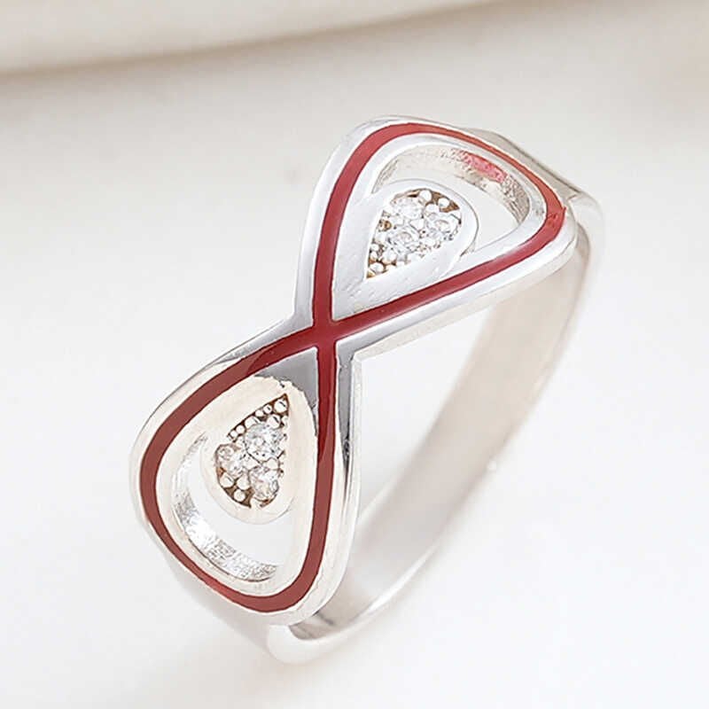 Silver Zircon Stone Infinity Women's Ring