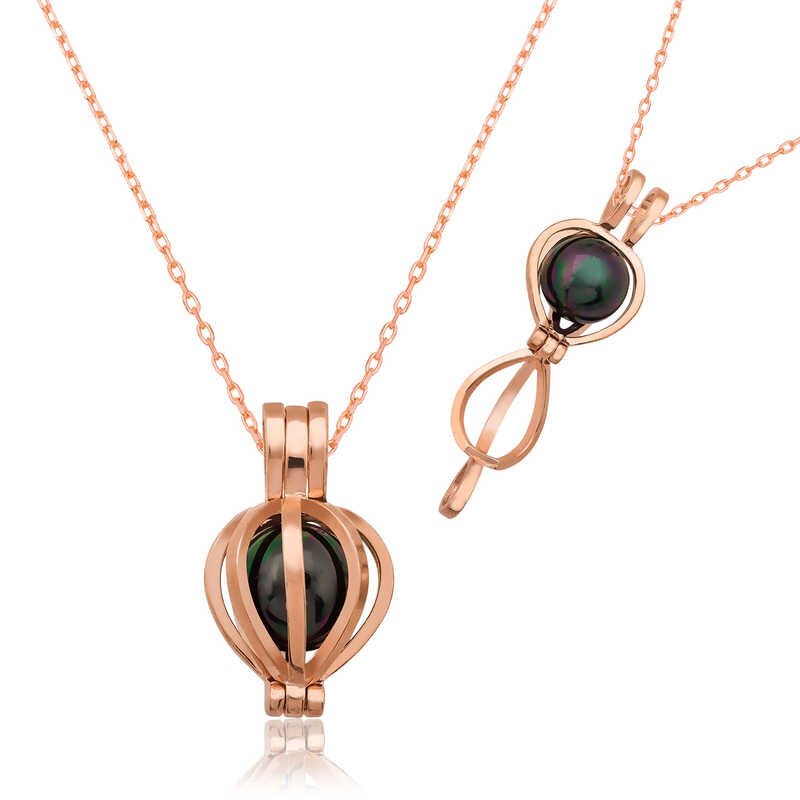 Silver Black Pearl Women's Necklace