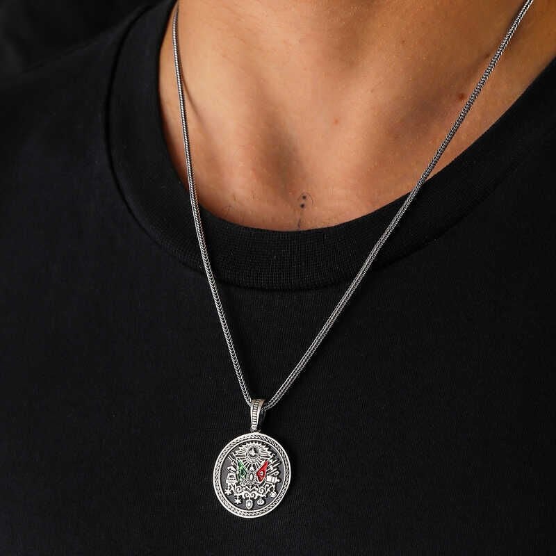 Silver Ottoman Coat of Arms Men's Necklace
