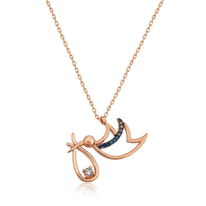 Silver Rose Newborn Baby Lady Necklace