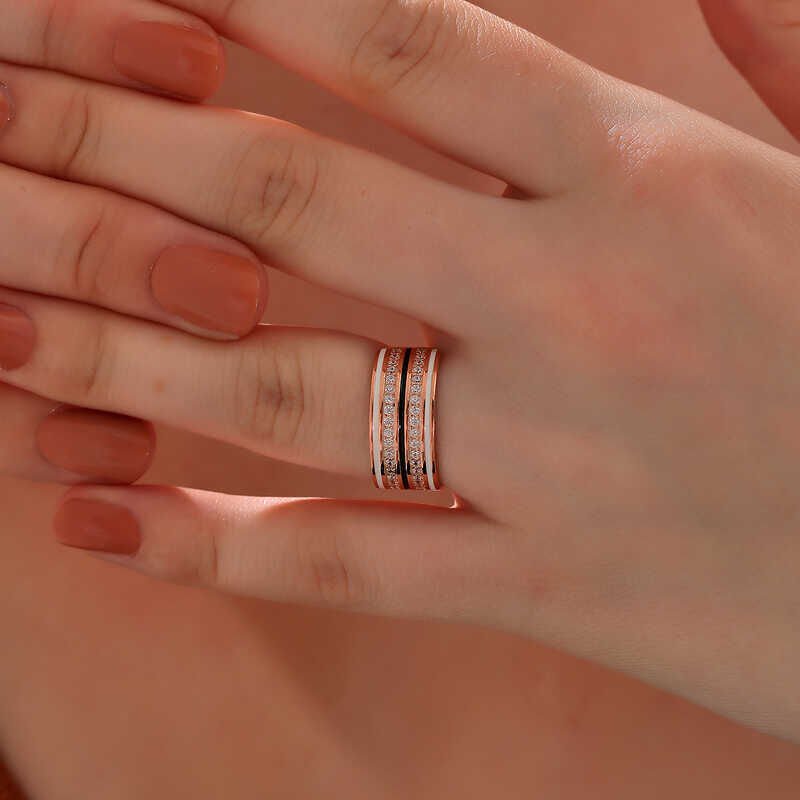 Anillo de plata con circonita rosa para mujer