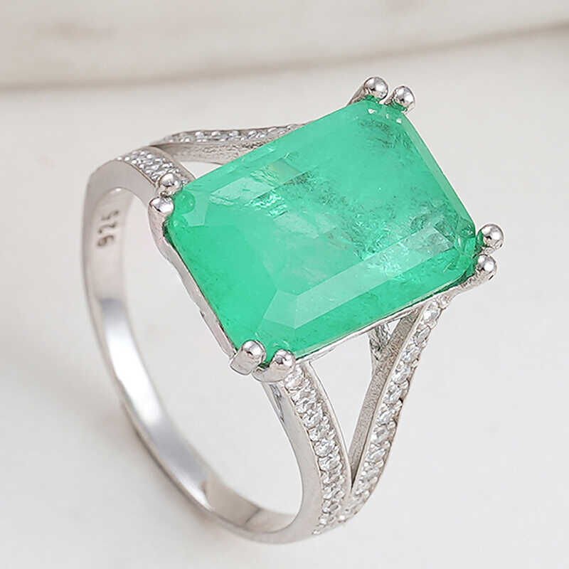 Anillo de mujer con piedra Paraiba color verde plata