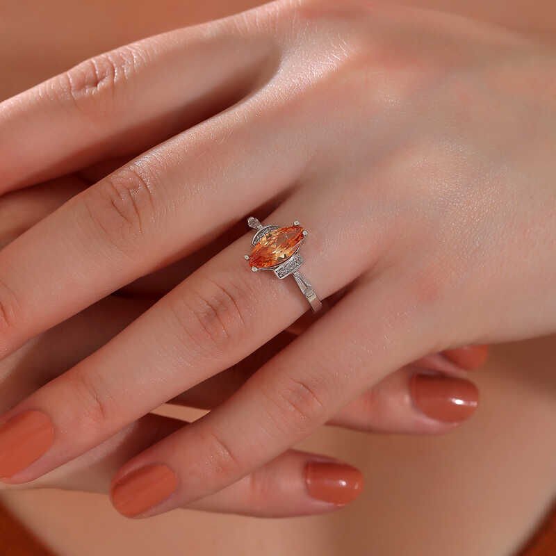 Silver Zircon Stone Women's Ring