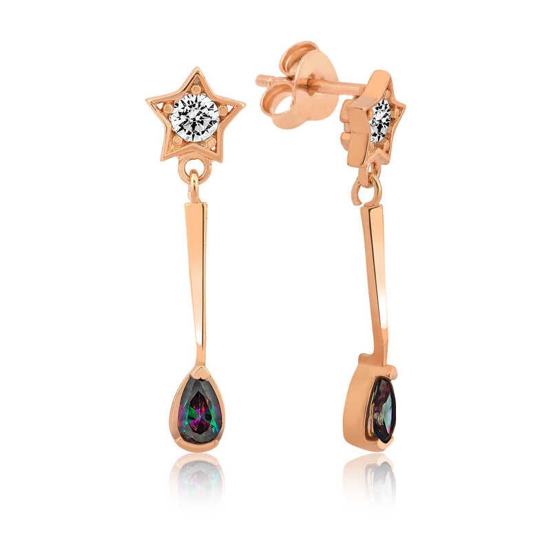 Silver Star Drop Women's Earrings