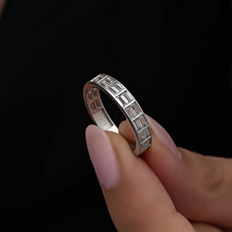 Silver Row Baguette Stone Women's Ring
