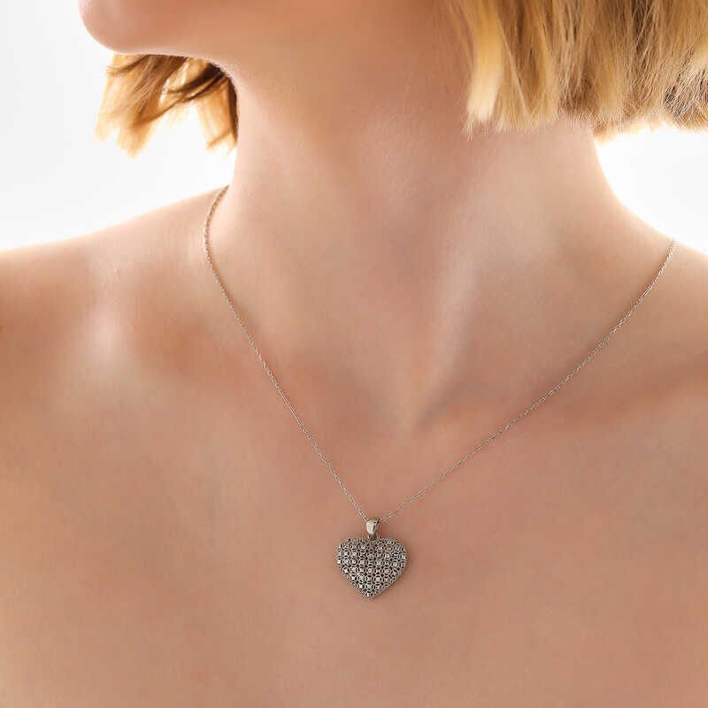 Silver Domed Heart Women's Necklace