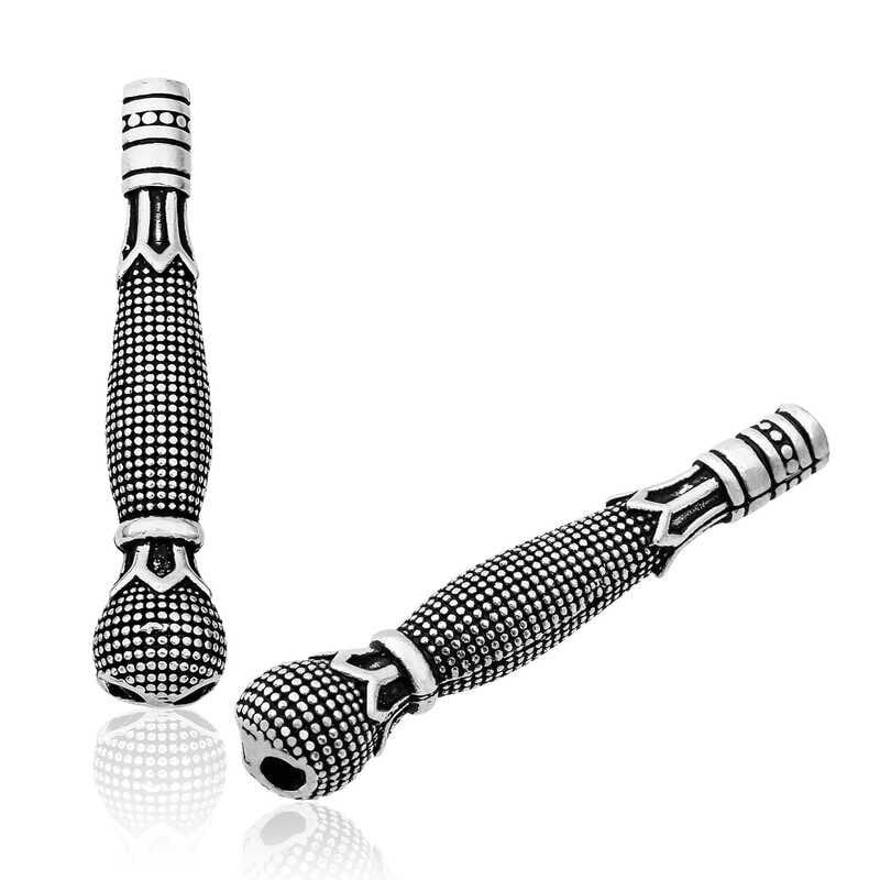 Silver Dot Embroidered Kayi Boyu Motif Prayer Beads Imamesi