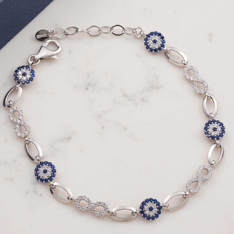 Silver Infinity Evil Eye Women's Bracelet