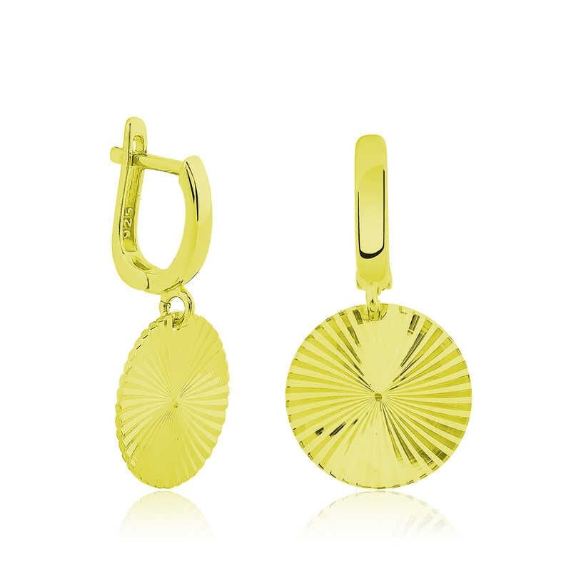 Silver Patterned Yellow Sequin Earrings