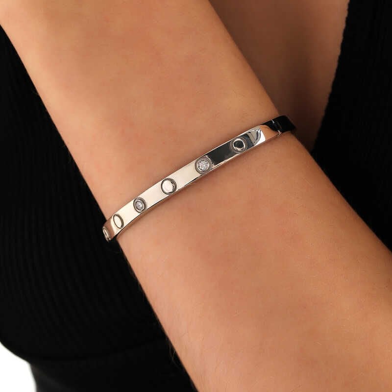 Silver Stone Screw Women's Bracelet